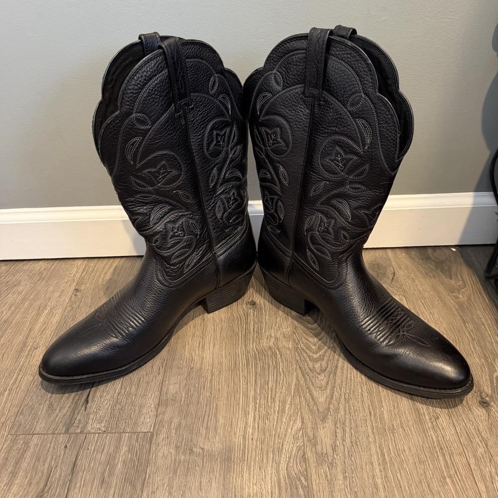 Ariat Heritage R Toe Women's 11B Western Cowboy Boots Black Leather 10001037 - Picture 2 of 7